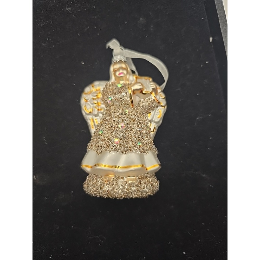 Vtg Mercury Glass Ornate Angel Christmas Ornament by Valerie Parr Hill 4'
